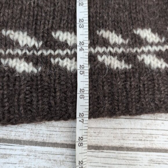 Chunky Wool Nordic Knit Sweater Brown White Fair Isle Pattern – Unisex 22.5" - Picture 6 of 8